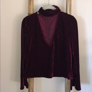 Velvet plunge top